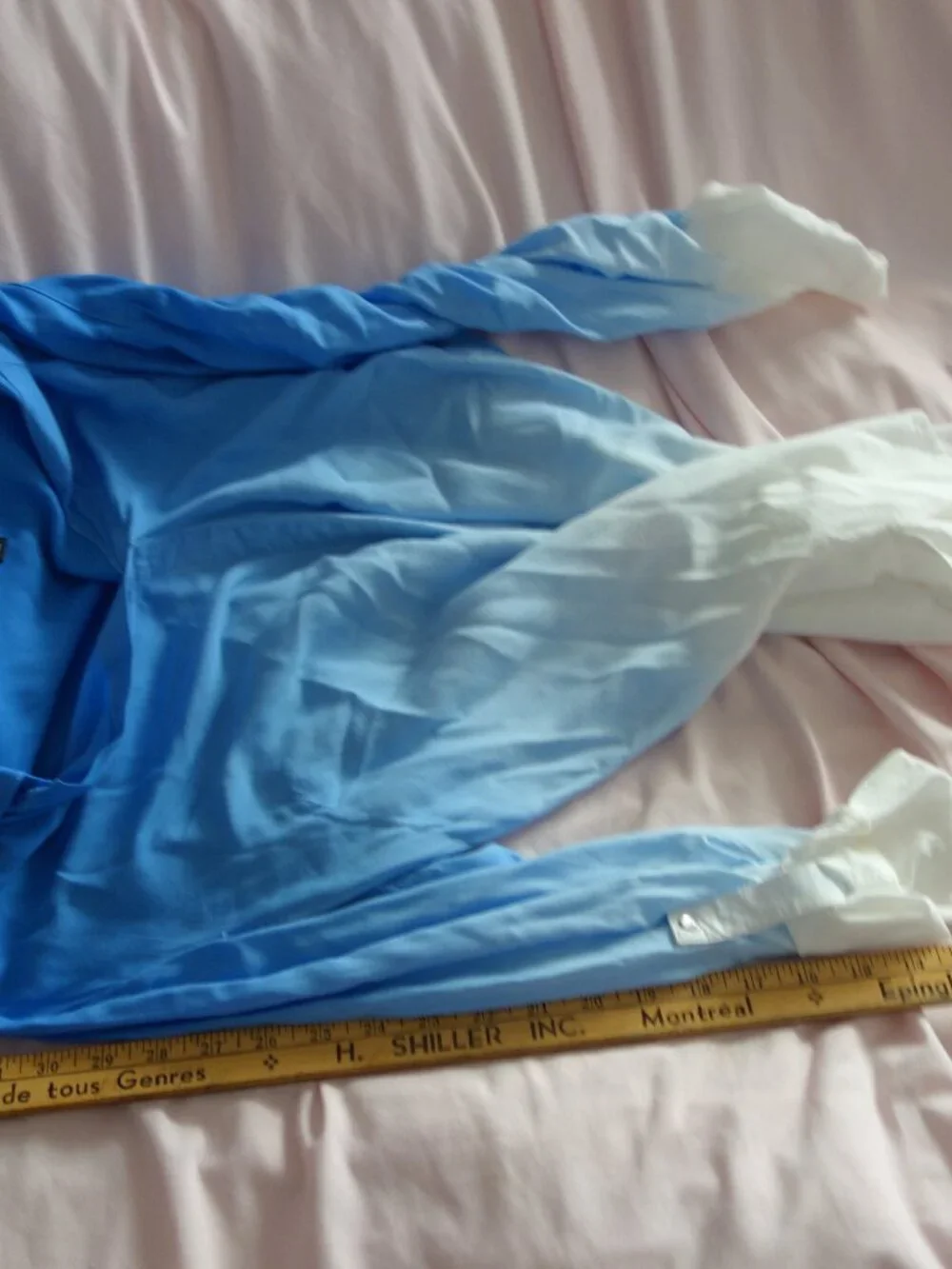 Tribal Blue Ombre Button Up Shirt Roll Tab Sleeve Women's Medium - Picture 6 of 11